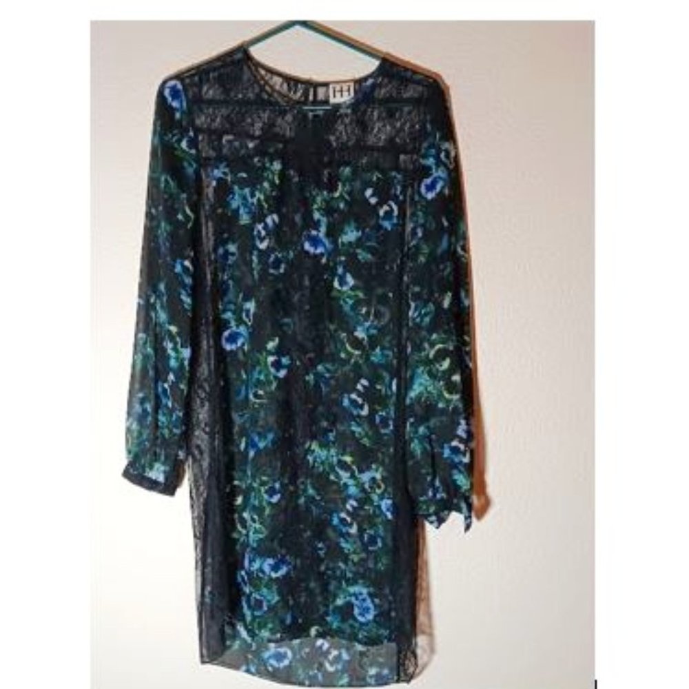 Haute Hippie Floral/Lace Sheer Dress, M